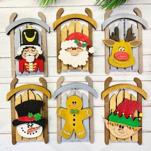 Pacote de enfeites de Natal SVG Arquivo Ornamento SVG, Natal svg, Boneco de neve, Arquivo de corte a laser, Kit de enfeites de Natal, Pão de gengibre, Papai Noel
