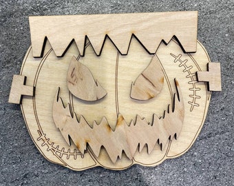 ハロウィーン SVG ファイル、レーザーカット ファイル、Glowforge ファイル、立っているカボチャ SVG ファイル、カボチャの棚のシッター、ハロウィーンのブーカット ファイル