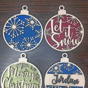 Set di ornamenti natalizi di 4 SVG Digital Download per Glowforge