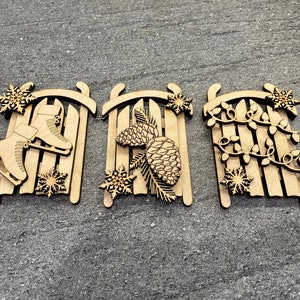 Pacchetto di ornamenti natalizi per slitta file tagliati al laser, ornamenti natalizi in formato SVG, set di 6 ornamenti per slitta in formato SVG download digitale per Glowforge o laser