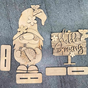 Frühlingszwerg SVG-Datei, Laser geschnitten Datei, Gnom Regalsitter, Gnom SVG, Stehend Gnom SVG-Datei, Frühling Gnom,