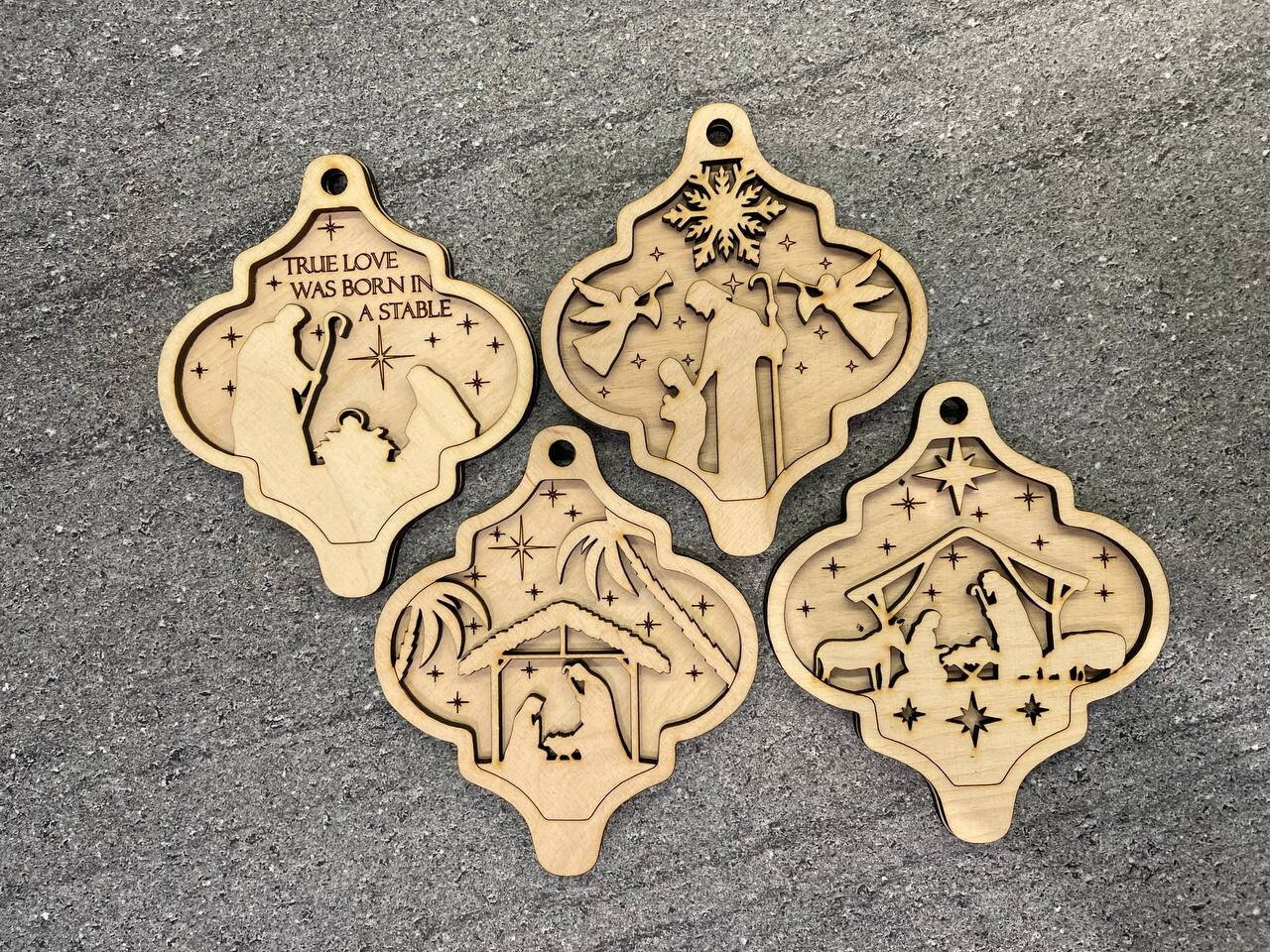 Religious Christmas Ornament Bundle SVG File,Silent Night SVG,Christmas Ornament Kit, Nativity Laser Cut File,Laser Cut File,