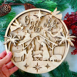 Stand Christmas Nativity File digitale tagliato al laser / Carina decorazione natalizia in legno SVG / File Glowforge