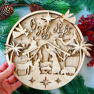 Stand Christmas Nativity Laser Cut Digital File /Cute Wood Nativity Christmas Decor SVG / Glowforge files