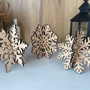 Set di fiocchi di neve 3D di 3 download digitale SVG per Glowforge, file di taglio laser pacchetto ornamento di Natale, ornamento di Natale SVG,