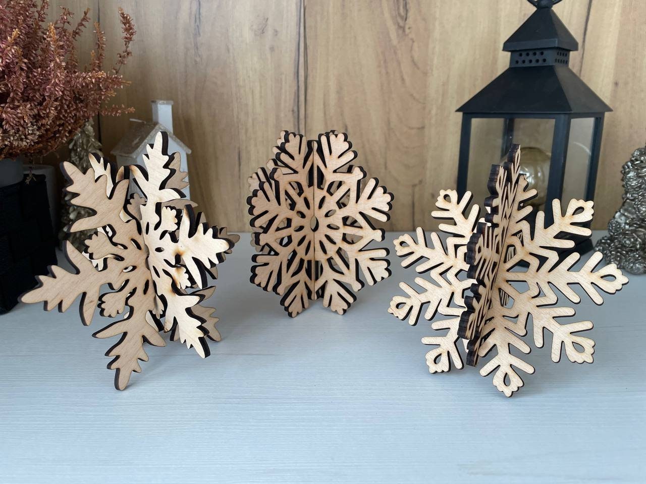 Set of 3 Extra Large 16 Inch Hanging Snowflakes Decorations, 3d