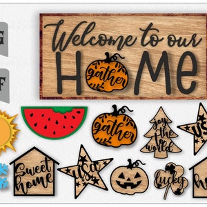 Small Interchangeable Home Sign For Tiered Trays File SVG, Glowforge Laser,Glowforge Svg, laser cut file
