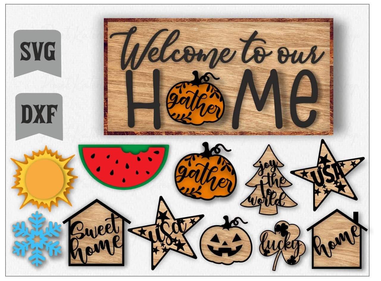 Small Interchangeable Home Sign For Tiered Trays File SVG, Glowforge Laser,Glowforge Svg, laser cut file