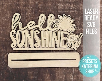 Hello Sunshine Shelf Sitter Standing Sign File SVG  Summer Laser Cut File  Summer Shelf Sitter SVG  Summer Mantle decor