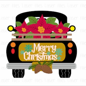 Farmhouse Laser Cutting File Christmas,Laser File for Christmas Farm Truck,Stand Truck Laser files for Glowforge