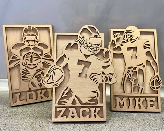 Señales de fútbol personalizadas de la serie Stadium, 3 opciones de diseño Opciones SVG - Descarga de archivos SVG, Tamaño para archivos Glowforge, Archivos láser de fútbol