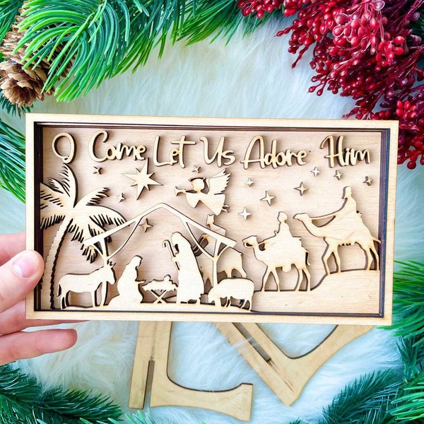 Stand Christmas Nativity Laser Cut Digital File /Cute Wood Nativity Christmas Decor SVG / Glowforge files