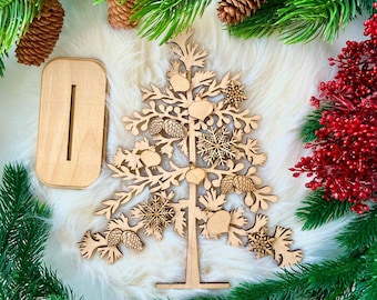 Bloemen kerstboom SVG voor Glowforge of laser, staande kerstboom lasergesneden bestand, kerstboom laserbestand, Glowforge laserontwerp