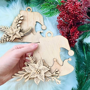 Christmas Elf Hat SVG Digital Download For Glowforge or Laser, Christmas Ornament Kit,Laser Cut File,Christmas Ornament Bundle SVG File