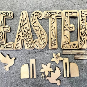 Religious Easter Word Block SVG,Glowforge ,Mantle Decor svg ,Easter svg,Word Block SVG,SVG File,Laser Cut File
