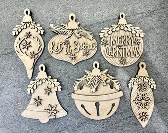 Paquete de adornos navideños vintage SVG / Adorno SVG / Navidad vintage SVG / Archivo cortado con láser / Adorno navideño SVG