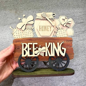 Bees For The Flower Stand Interchangeable File SVG,Bumble Bee decor, Honey laser, Summer decor, Tiered Tray, Glowforge laser files