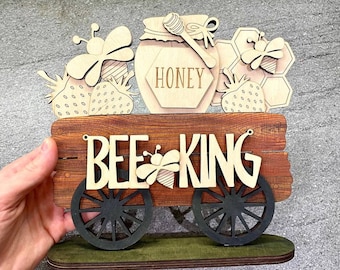 Bees For The Flower Stand Interchangeable File SVG,Bumble Bee decor, Honey laser, Summer decor, Tiered Tray, Glowforge laser files
