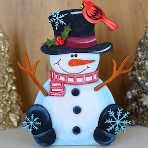 Sitting Snowman Shelf Sitter SVG ,Glowforge, Snowman, Frosty,Snowflakes ,Winter SVG,Snow SVG,Snowman laser cut file