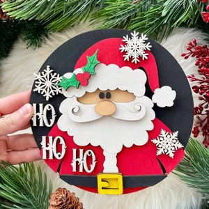 Weihnachten Türschild, Laser geschnitten Datei, Weihnachtsschild SVG, Santa Weihnachten Laser SVG, Weihnachten Runde Türschild SVG, Laser Print Bereit Tür
