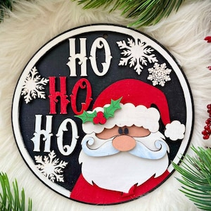 Weihnachten Türschild, Laser geschnitten Datei, Weihnachtsschild SVG, Santa Weihnachten Laser SVG, Weihnachten Runde Türschild SVG, Laser Print Bereit Tür