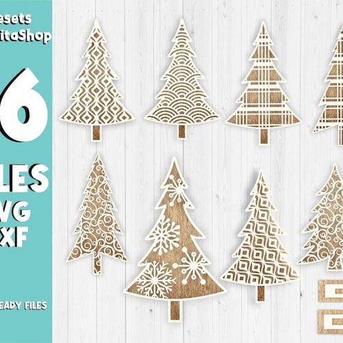 Christmas Trees 16 Design Bundlestanding Christmas Tree Etsy