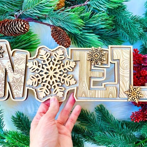 Noel Woordblokken SVG | Glowforge-laser | Staande omkeerbare SVG-bestand | Omkeerbaar woordblok SVG | SVG-bestand | Lasergesneden bestand