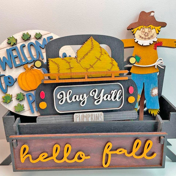 Fall Harvest Interchangeable Stand, Fall Harvest Interchangeable Stand, laser farmhouse decor,Scarecrow Fall svg,Glowforge cut file,