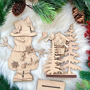 Fichier découpé au Laser de bonhomme de neige, fichier laser de flocon de neige de bonhomme de neige d'hiver, Glowforge Laser Design SVG