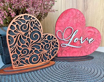 Love Standing Valentine Heart Shelf Sitter SVG,Valentine laser cut file ,Laser SVG,Valentine SVG,Mantle svg,Glowforge,Love
