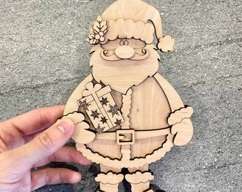 Standing Mini Santa SVG File - Laser Cutting for Christmas Shelf Decor,Christmas Santa SVG File for Lucky Holiday Decor