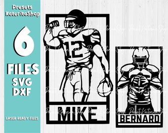 Personalized Football Sports Sign SVG ,Football Sign 6 Designs SVG File Download,Glowforge Svg,Football Laser File,Football Player  svg,