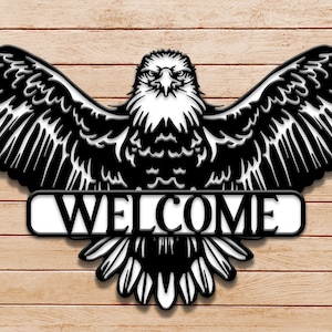 Entrance sign of a multi-layered white-headed American eagle Laser Cut File