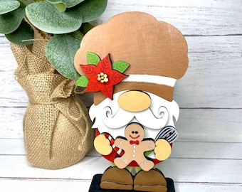 Gingerbread Baker Gnome SVG File,Gnome Shelf Sitter,Baker Gnome SVG,Laser Cut File , Standing Gingerbread Gnome SVG