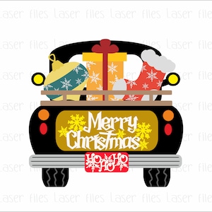 Farmhouse Laser Cutting File Christmas,Laser File for Christmas Farm Truck,Stand Truck Laser files for Glowforge