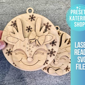 Reindeer Christmas Ornament SVG File | Ornament SVG | Reindeer Laser Svg | Laser Cut File | Christmas Ornament SVG
