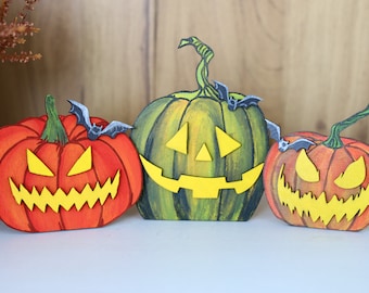 Pumpkin Halloween Shelf Sitter SVG File | Halloween SVG File | Glowforge | Bats | Halloween SVG | Boo Svg | Halloween | Laser Cut File