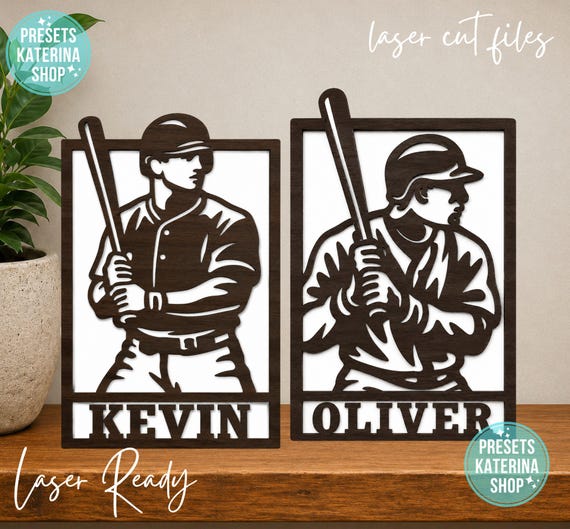 Personalized Baseball Player SVG | Custom Name Baseball Sign | Boys Room Decor SVG | Baseball Laser Cut File | Kids Sports Sign