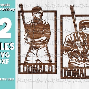 Personalized Baseball Sports Sign SVG ,Baseball Sign 2 Designs SVG File Download,Glowforge Svg,Baseball Laser File,Baseball Player svg,