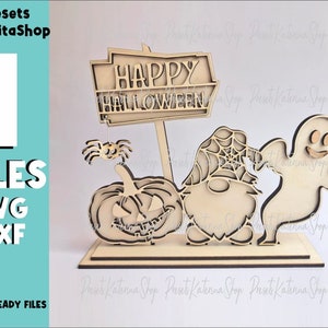 Halloween Sign File SVG, Glowforge File,Gnomes svg,Gnome Halloween Laser file