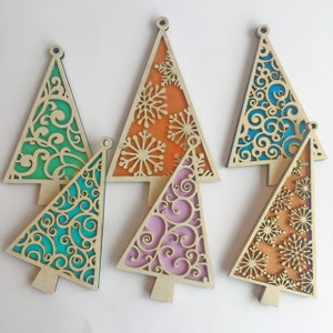 Set di ornamenti natalizi di 6 download digitali SVG per Glowforge