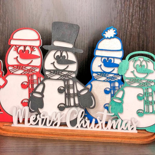 Snowman Ornament SVG, Snowman Famile Stend svg, Snowman Ornaments svg, Snowman Welcome Sign svg, Christmas laser svg