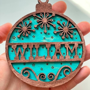 Christmas Ornament Set of 3 SVG Digital Download for Glowforge,Monogram laser file