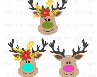 Reindeer Ornament Laser File,Christmas Laser SVG, Ornament Laser Files,Christmas Ornament SVG, Reindeer Laser SVG, Christmas Laser Files,