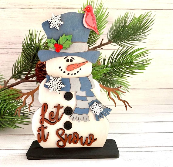 Winter Let it Snow Standing Snowman SVG ,Glowforge ,Let it Snow SVG, Winter SVG,Snowman laser cut file Let it Snow