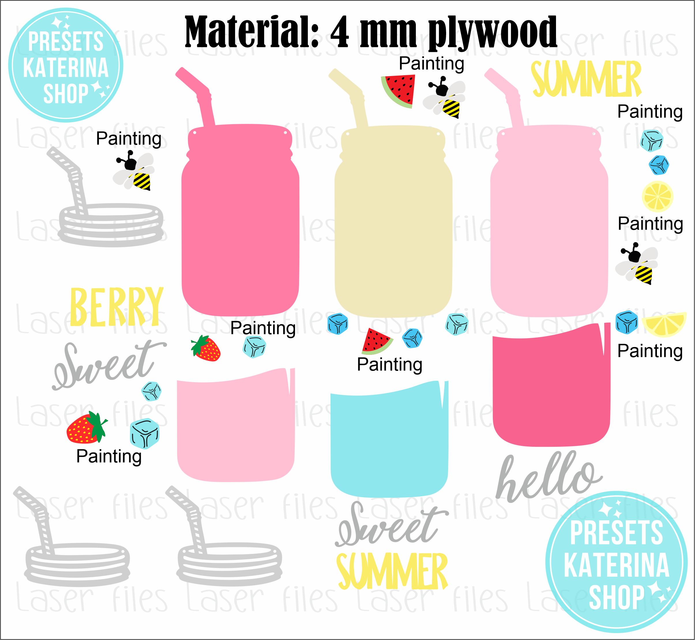 Hello Summer Mason Jar Door Hanger SVG File | Laser Cut File | Summer ...
