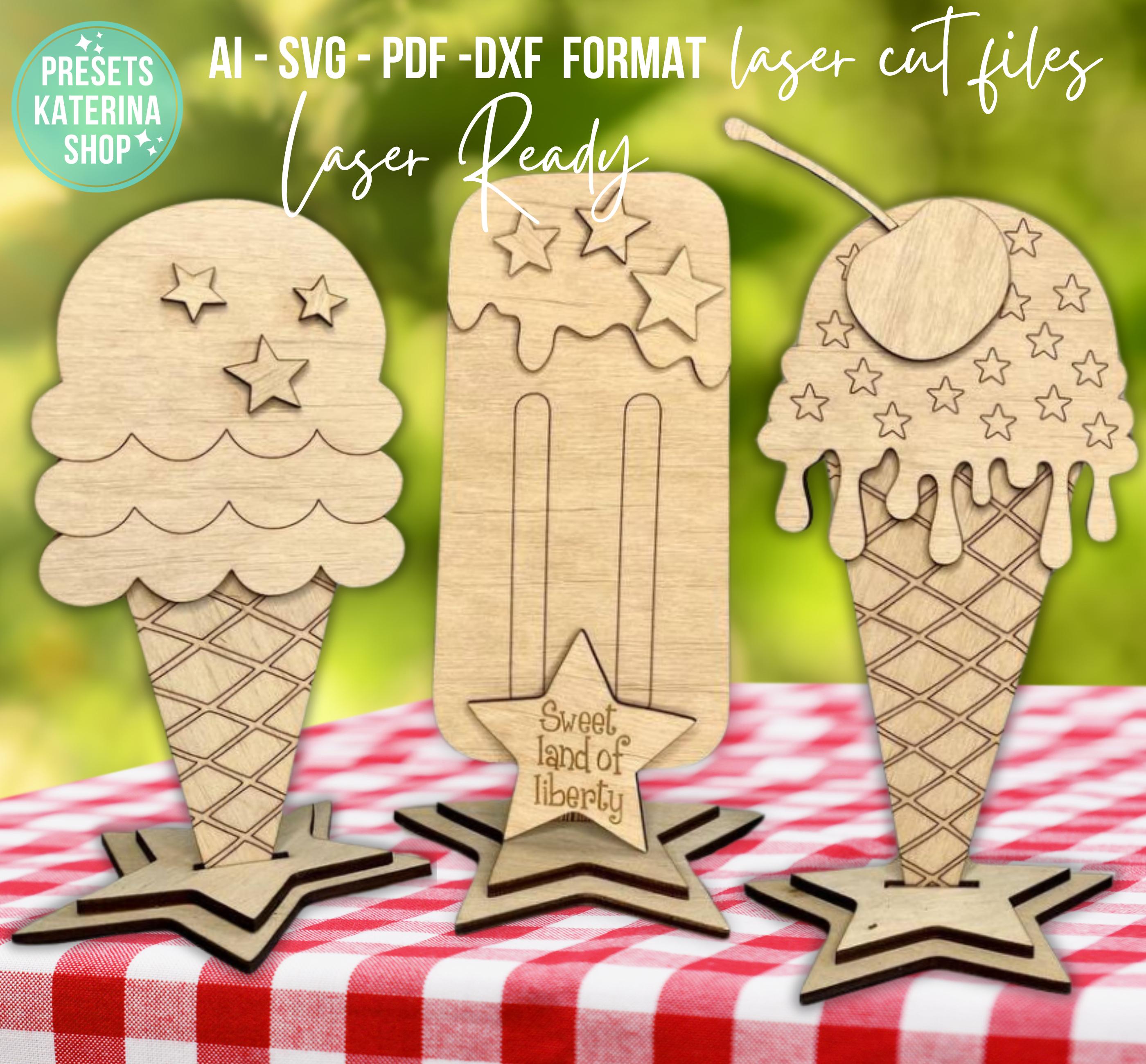 Estantería STAND patriótica para colocar paletas Archivo SVG / Archivo cortado con láser / Archivo SVG de paletas / SVG patriótico / Decoración láser de verano / Láser de paletas