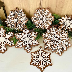 Christmas Ornament Bundle set of 7 Laser Cut File,Glowforge Laser Design, Christmas Laser SVG,Christmas Snowflake Ornament SVG,
