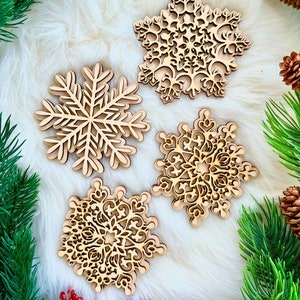Christmas Ornament Bundle Laser Cut File, Glowforge Laser Design, Christmas Laser SVG,Christmas Snowflake Ornament SVG, Snowflake Ornament,