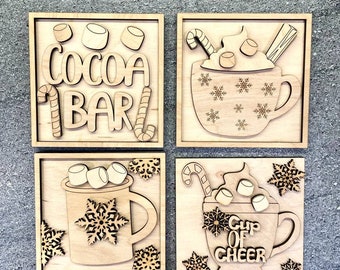 Hot Cocoa Bar Sign SVG Laser File Leaning Frane SVG,Laser cut hot cocoa sign,Laser Cutting File,Replacement Frame